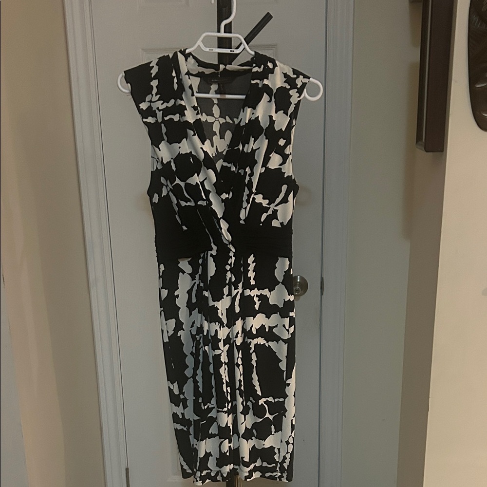 BCBGMaxAzria Black and White Patterned Midi Dress